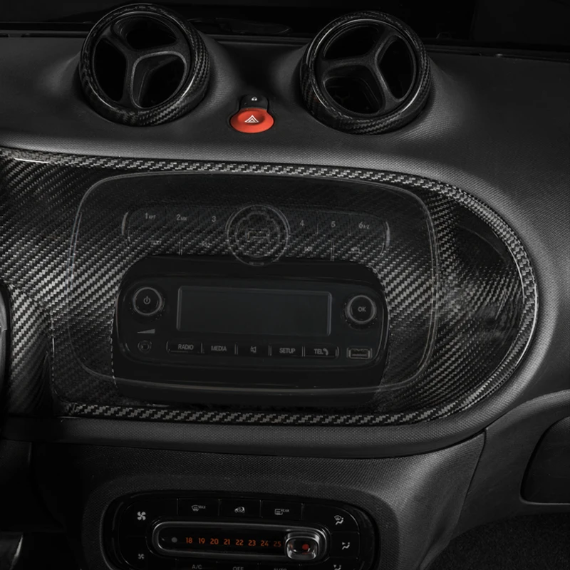 Carbon Fiber Dashboard Central Control Panel  For Smart 453 Fortwo Forfour Carbon Fiber Interior Accessories