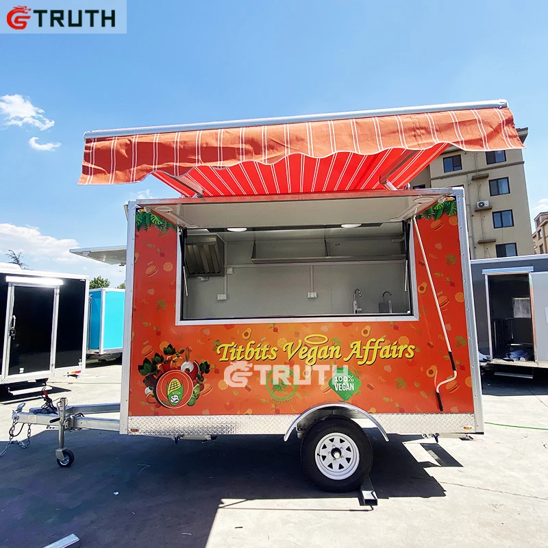 Lemon Shaped Commercial Drinks Fruit Juice bar Kiosk square Fast Food Trailer for with Awning
