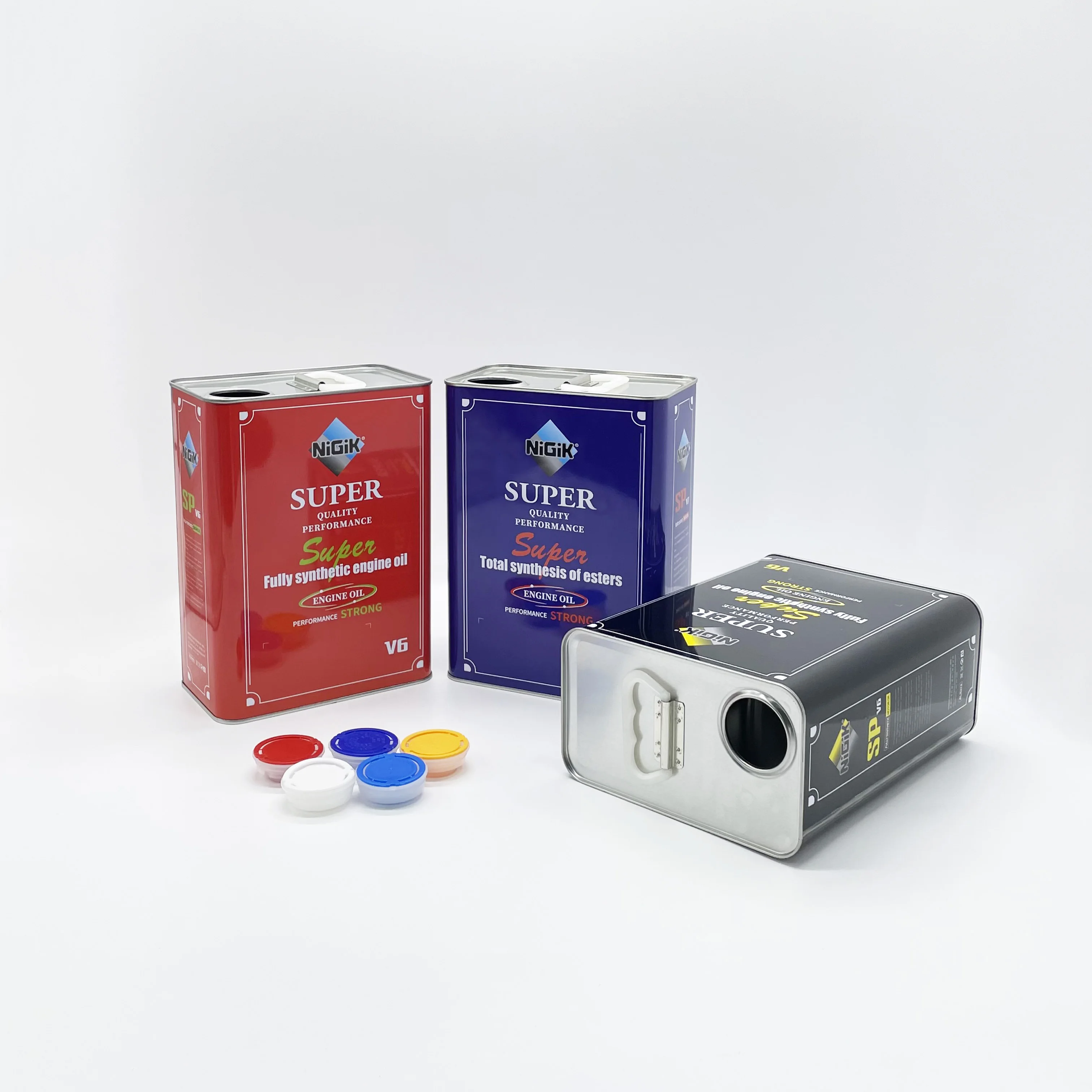 Good sealing tinplate material 4 liters lubricant oil tin can with plastic handle