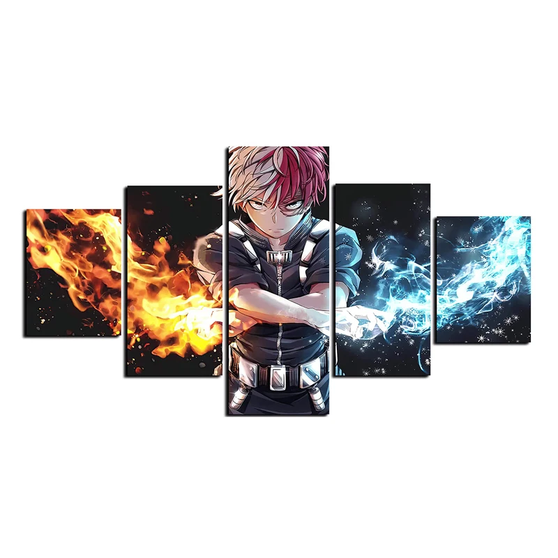 Hot sale 5 panels home decor canvas painting set Japanese style 3d anime poster wall art with stretched frame