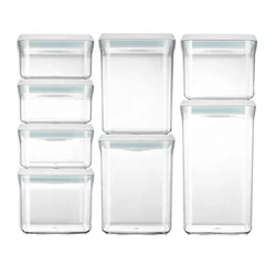 Ankou Kitchen Unique Design Stackable Airtight Dry Goods Food Storage Plastic Container Easy To Lock And Open Pop Canisters Set