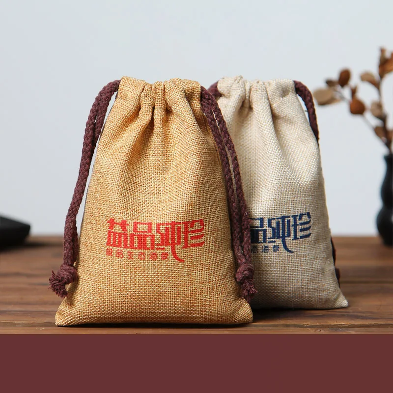 factory directly manufacture small drawstring organic hemp burlap linen gift bag for jewelry watch gifts
