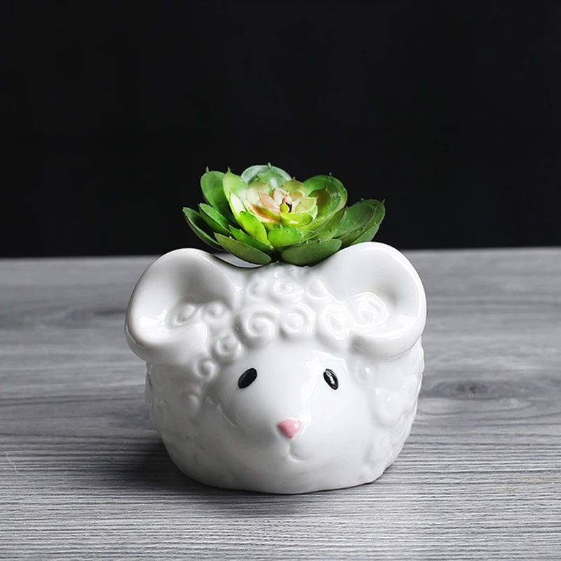 
Cute Ceramic Sheep Shape Succulent Pot Flower pots Artificial Planter Pot 
