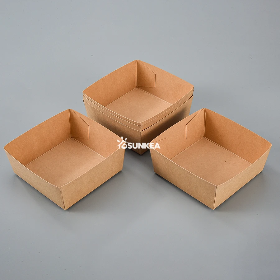 Wholesale Disposable Take Away Food Grade High Quality Customized LOGO Printing paper food tray