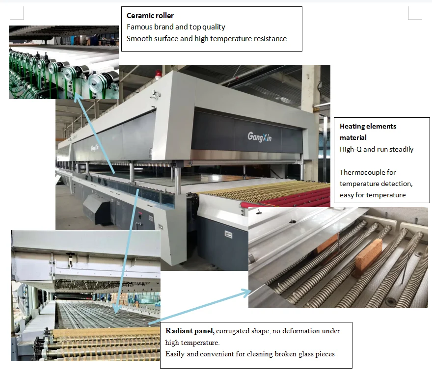 GX-QDLSSP Series Double Chambers Tempering Furnace Forced Convection Flat Glass Gangxin Glass Clear Glass 24-32 Loads/h for 4mm