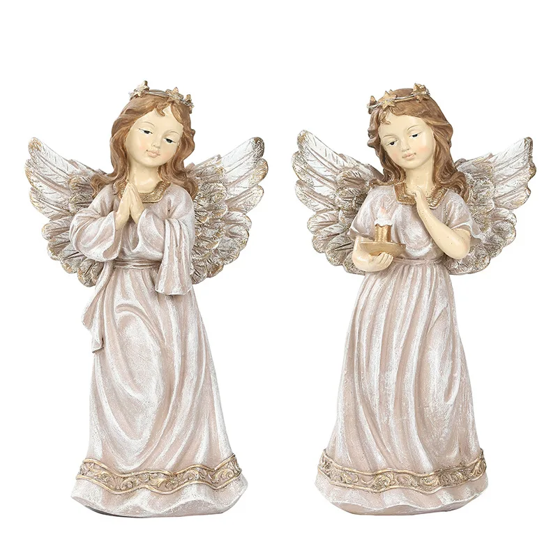 Factory Customize Innovative Angel Resin Sculpture Creative Art Crafts Prayer Angel Desktop TV Cabinet Ornaments Resin Figure