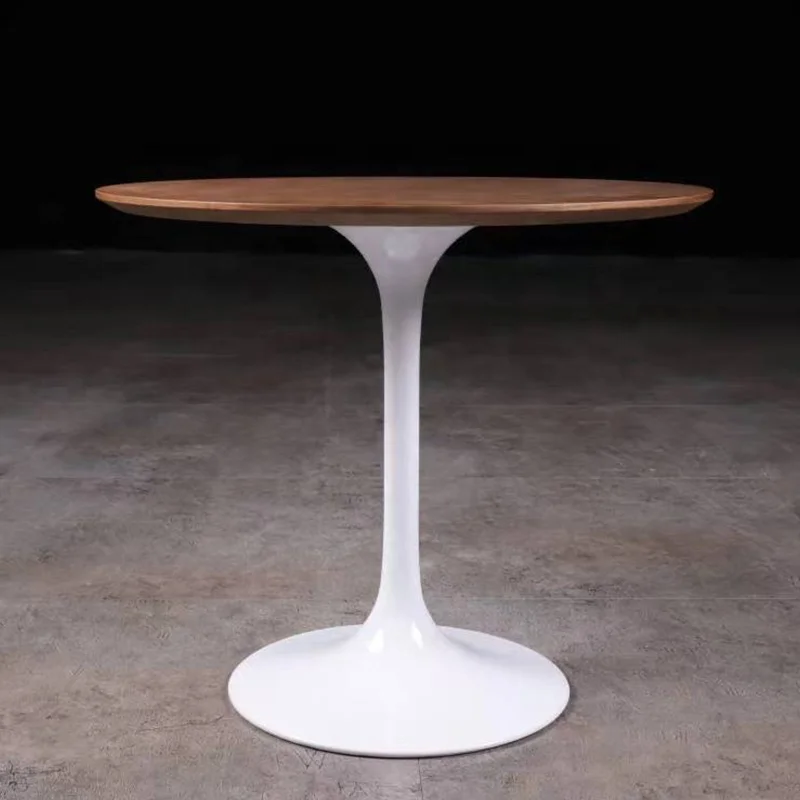 Modern style air top wood round table 60 tulip wood top table 75 large aluminum foot furniture kitchen table