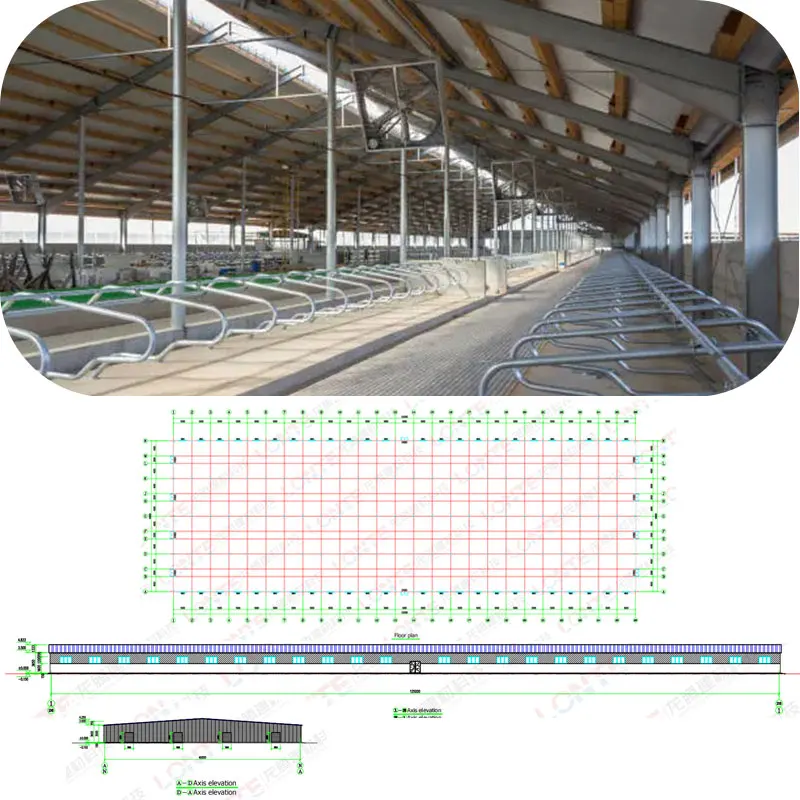 Prefab custom cow shed farm building design cattle goat cow horse poultry farm house stable steel structure