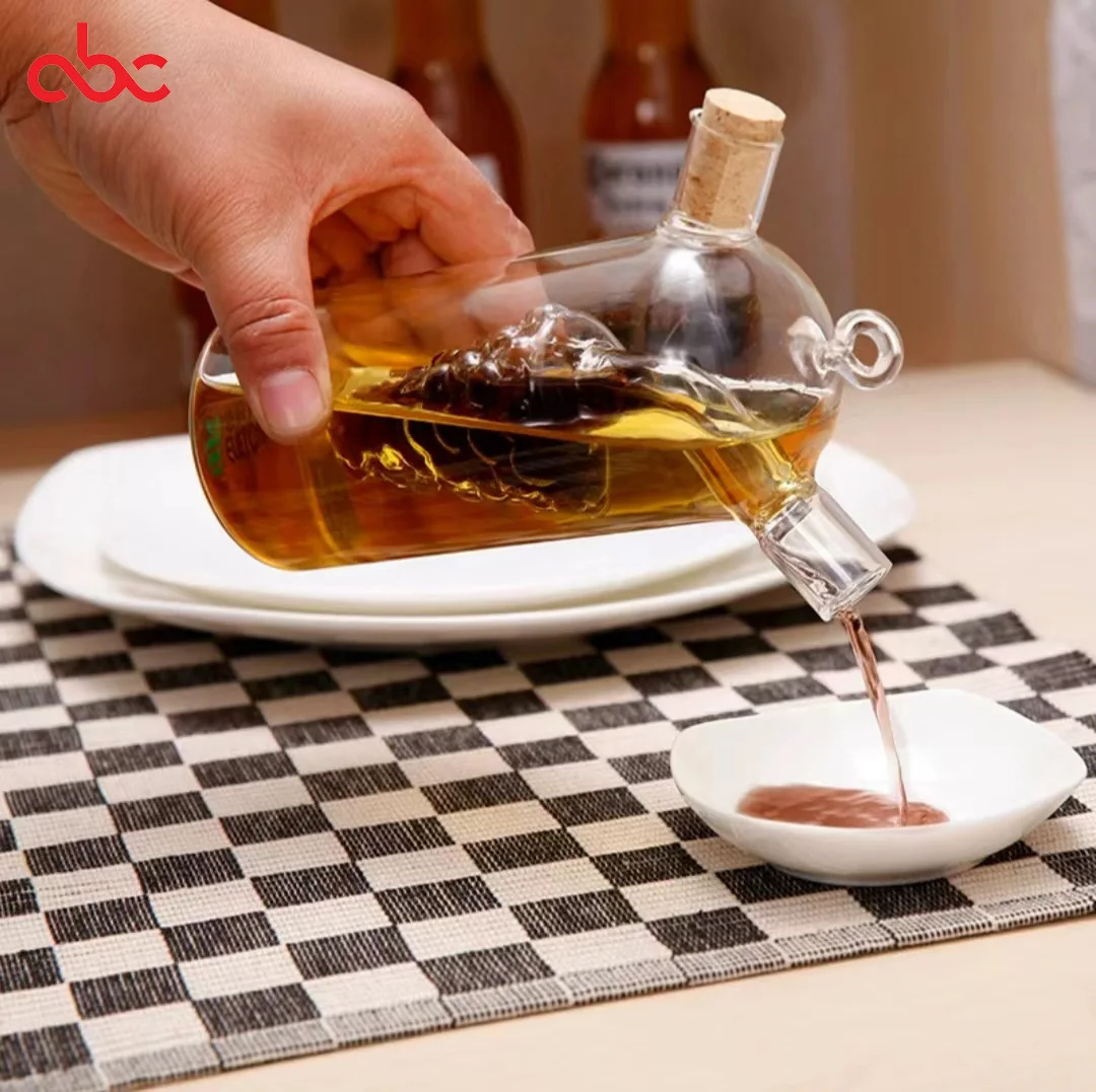 Стеклянная бутылка масла 2 в 1 стеклянный дозатор оливкового и уксуса масло