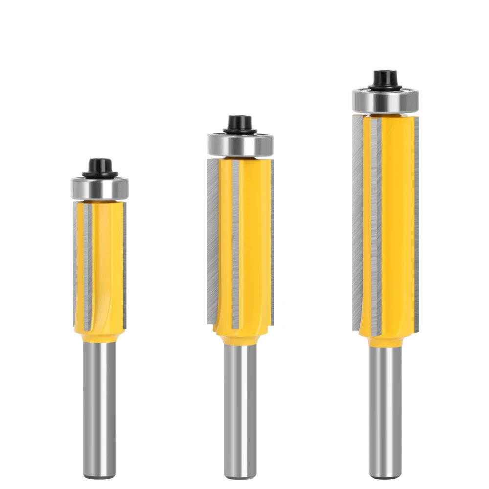 LAVIE 1pc 4 edg 8mm Shank Flush Trim Router Bit set Wood Cutter with Bearing Template Pattern Bit Milling Cutter -C C08023