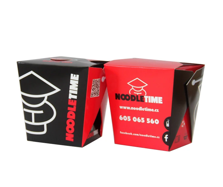 Red Black Restaurant Takeaway Packaging Disposable Lunch Box Takeout Asia Food Container With Plastic Handle