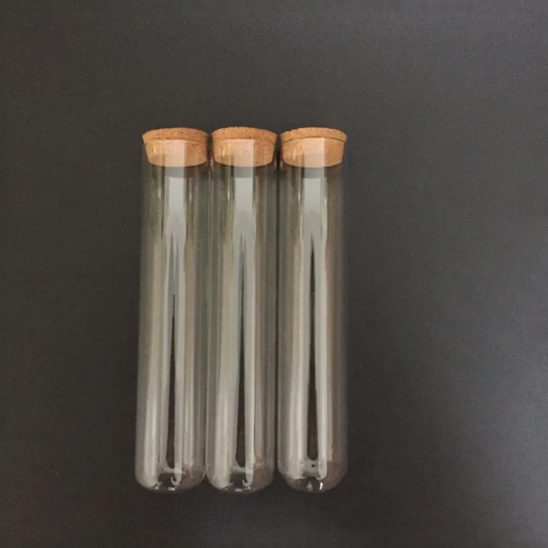 Clear Transparent Liquid Polyethylene Glass Test Bottle Heat Resistant Glass Tube With Cork Lid