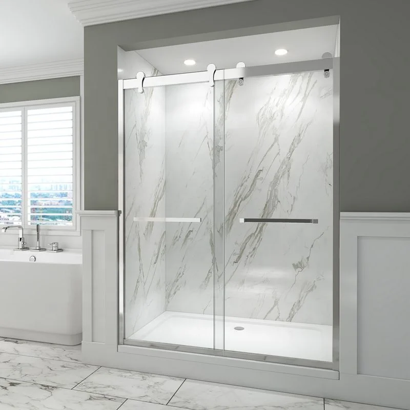 Customized Stainless steel full frame shower door fixed panel single sliding door