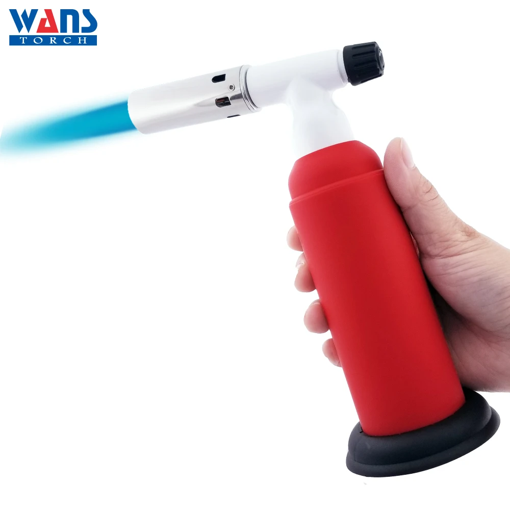 Customized logo camping fire refillable butane gas refill color flame BBQ micro torch
