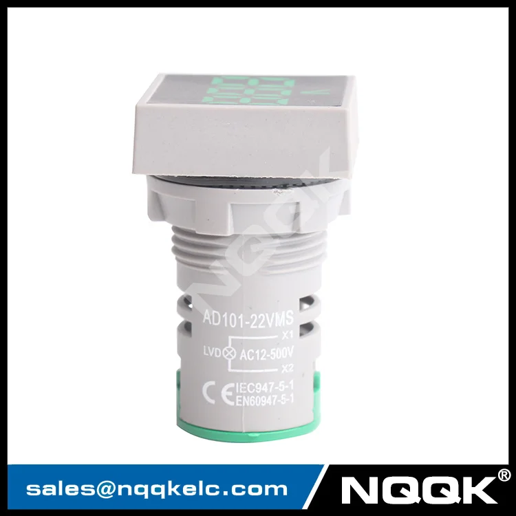 AD16 22 мм квадратный зеленый мини-индикатор лампа Цифровой вольтметр Вольтметр AC 0-500 В