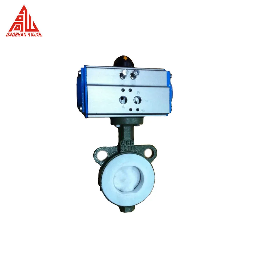 Pneumatic Actuator PTFE Lined Wafer Butterfly Valve With YT1000 YT1200 Positioner 4-20Ma