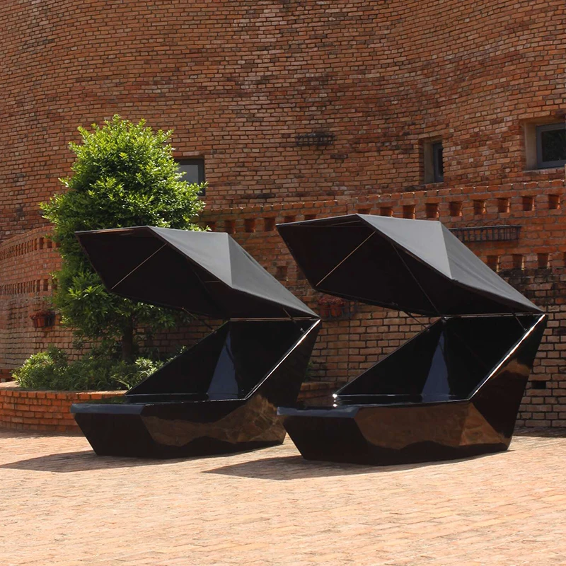 Пляжное Кресло Из Стекловолокна PY067, длинная кровать, шезлонг с затенением, садовые стулья, уличная мебель