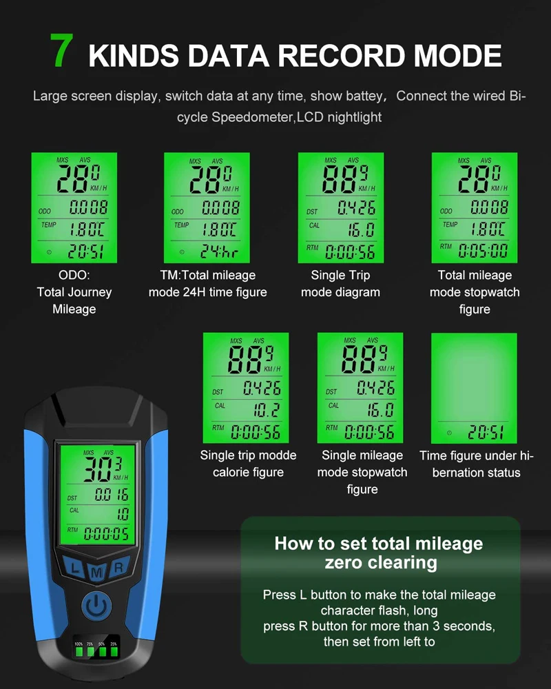 Popular multi function USB Rechargeable mileage Bicycle Computer Loud Bike Bell LED bicycle light mountain bikes accessories