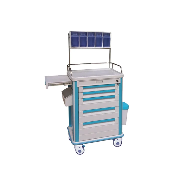 BR AT07 ABS Plastic Frame Medical Crash Cart Equipment With Columns Table Anesthesia Trolley (1600547922414)