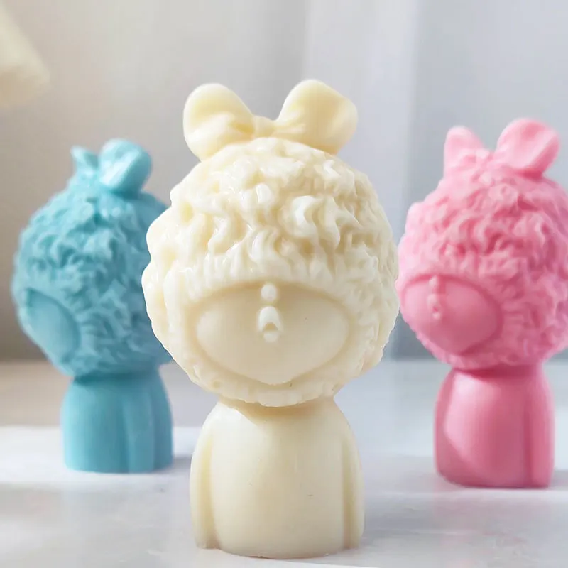 C214   Cute Dudu Mouth Girl Candle Mold Handmade Aromatherapy Candle Ornament Cute Doll Mold