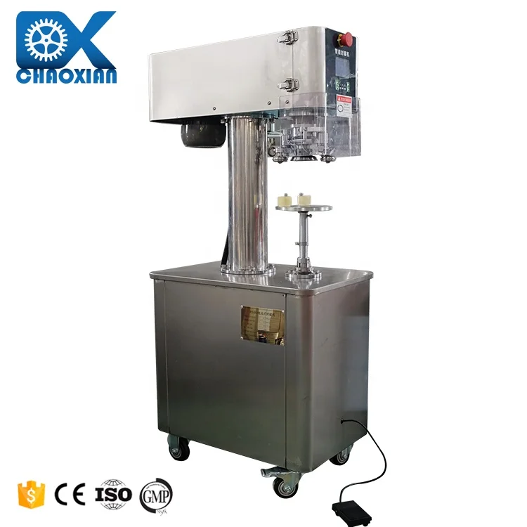 Easy Open Pneumatic Soft Drinks Drum Cap Tin Aluminum Can Sealer Meta Seaming Sealing Machine