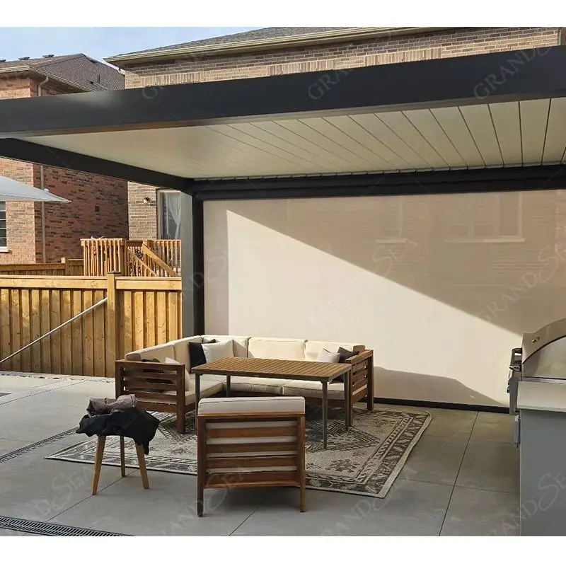 Foshan Factory Wholesale Exterior Garden Remote Control Electric Aluminum Pergola Outdoor Louvered Pergola Canopy