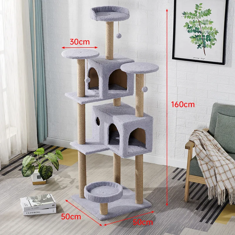 Manufacturer wholesale Custom Luxury Large Cat Tree Tower Cat Scratching Post Climbing Frame Tree  For Kitten Playing Cat Toy