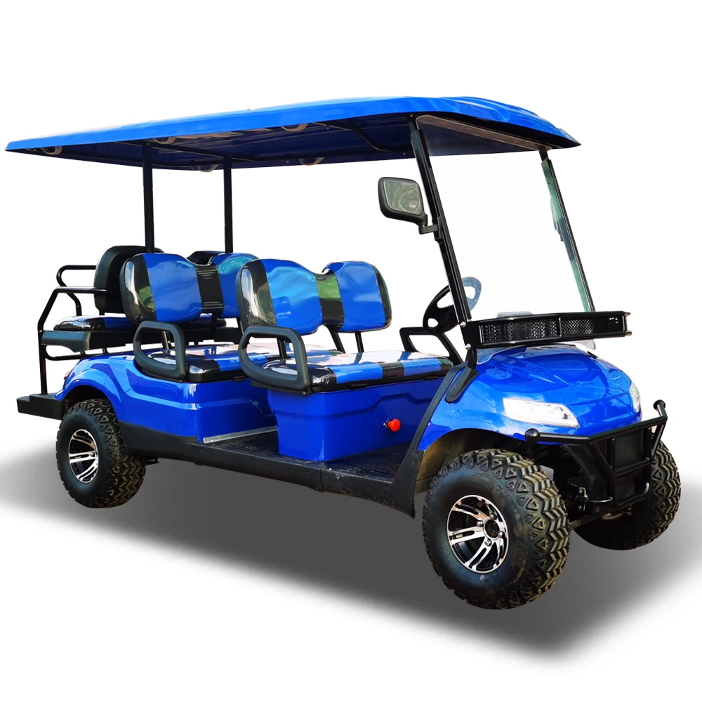 High quality six seat golf sightseeing cart Equipped with lithium battery for comfortable seats and windshield made in China