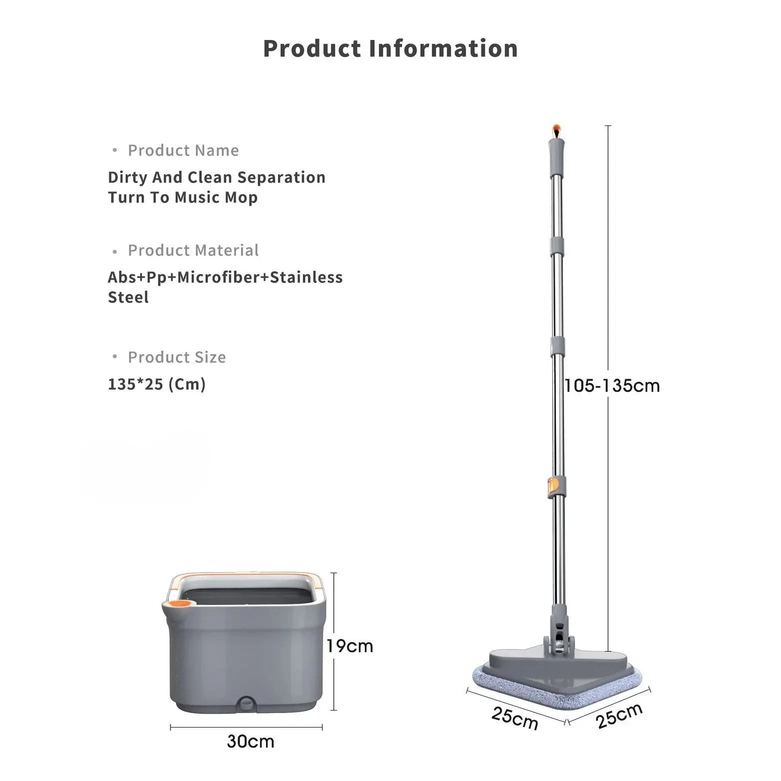 360 Degree Spin Magic Mop Bucket Telescopic Bathroom Wet Dry Handle Mop