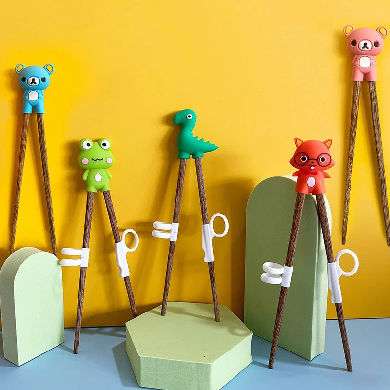 Пищевые Мультяшные палочки для еды бамбуковые с силиконовой головкой для детей начинающих палочки для еды