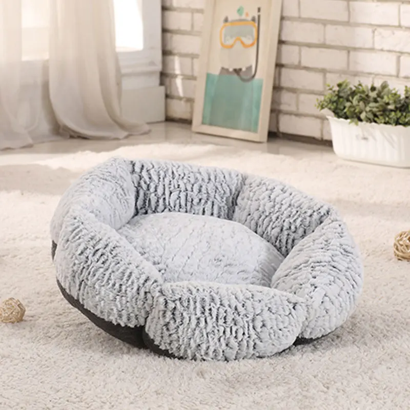 
Pet Factory Original Fluffy Faux Fur Shag Round Cozy Calming Donut Dog Bed 