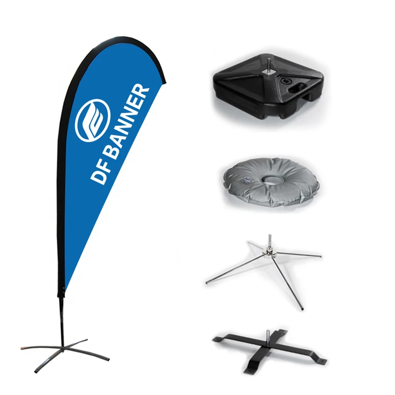 Custom Outdoor Fiberglass Flagpole with Iron Spike Base and Water Bag for Automotive Insurance Racing Flags Beach Flags etc.