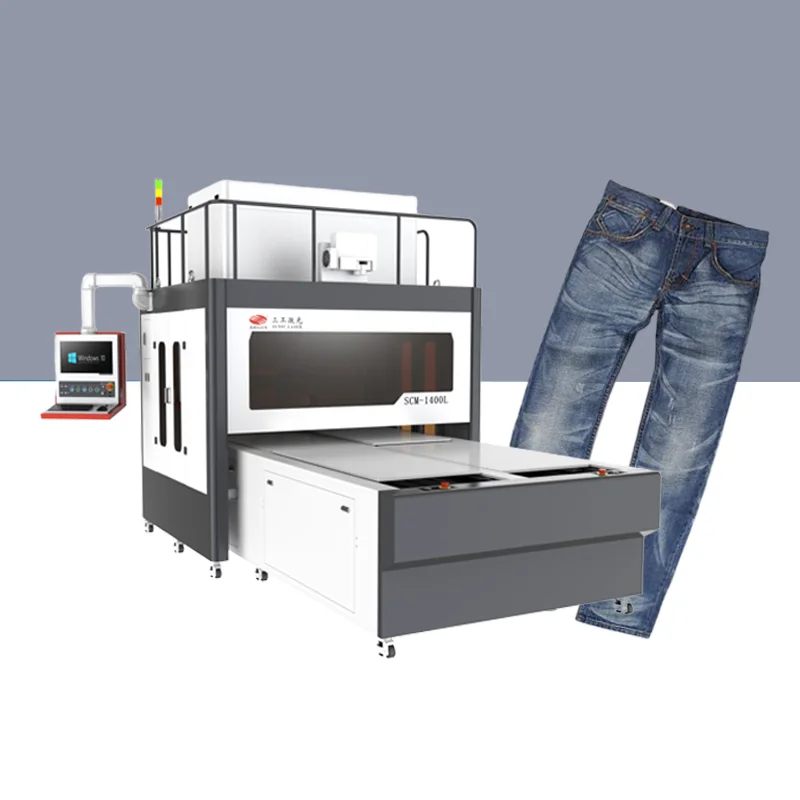 ARGUS automatic big area CO2 Laser Engraving Machine for Jeans 4 switch table laser printing Denim Fabric