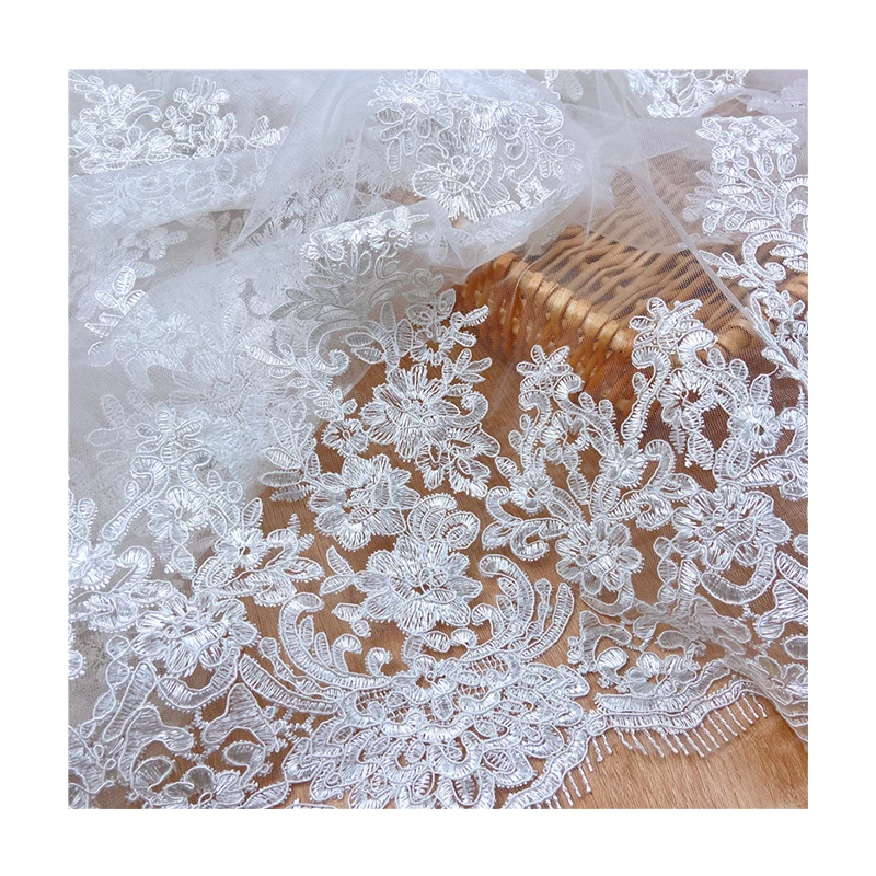 Wholesale RTS hot sale elegant handmade african garment accessories french embroidery bridal wedding tulle lace fabric for dress