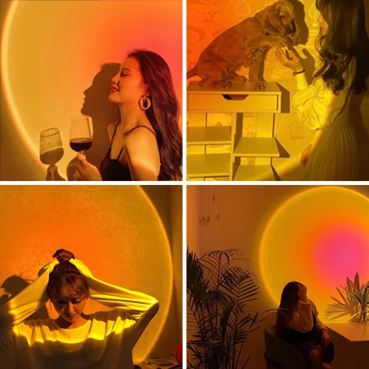 New Product Astronaut 360 Degree Rotation Night Light Rechargeable LED Touch Sunset Rainbow Projector Lamp For Living Room