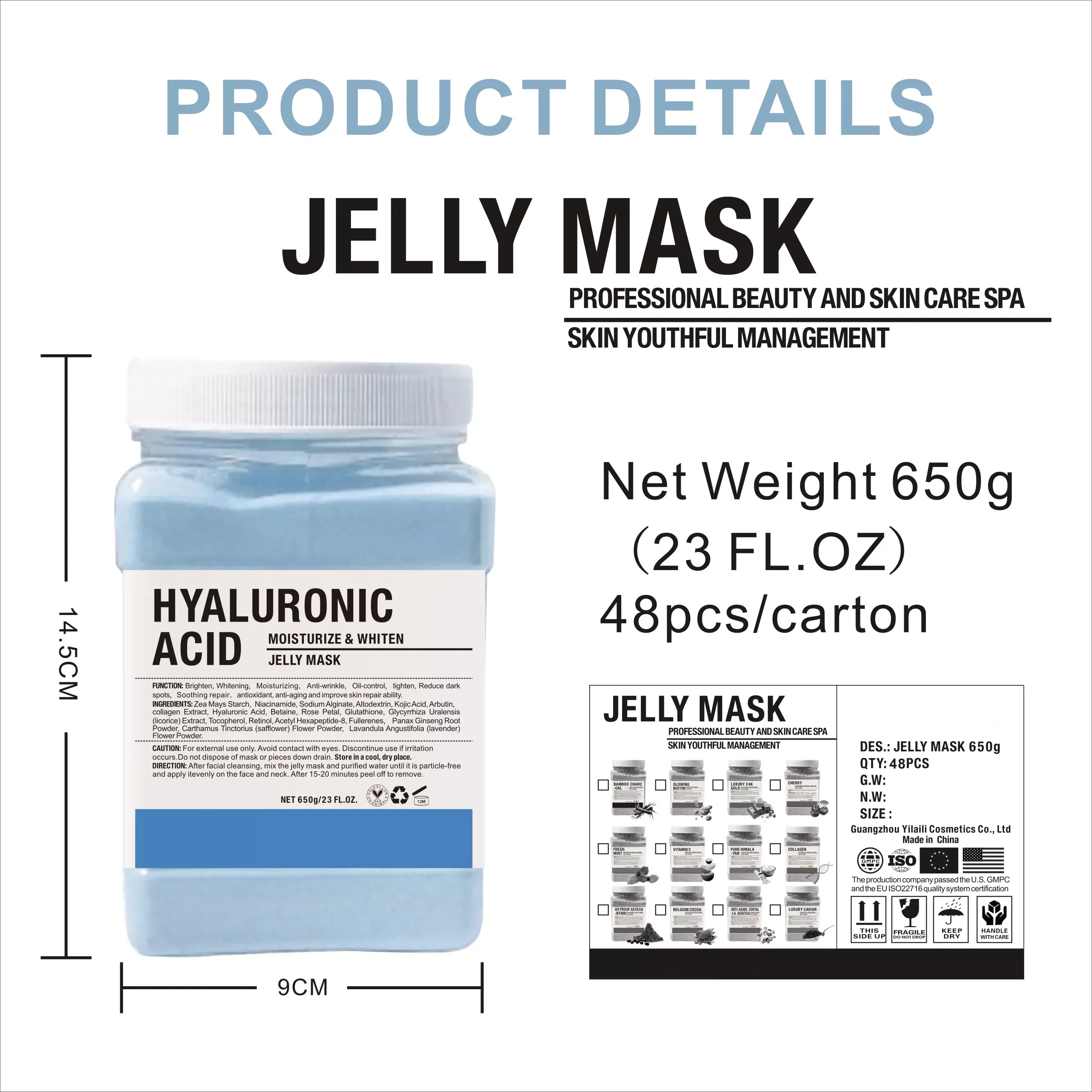 Oem Private Label 50 flavor Hydrojelly Jellymask Facial Whitening Moisturizing Rose Peel Off Face Powder Hydro Jelly Mask