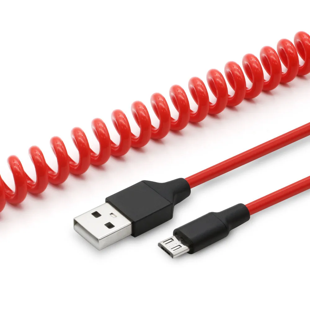 Coiled USB Cable  USB 2.0 A to Micro USB Charging Data Cord, Compatible with Android Smartphone, Wall and Car Charger