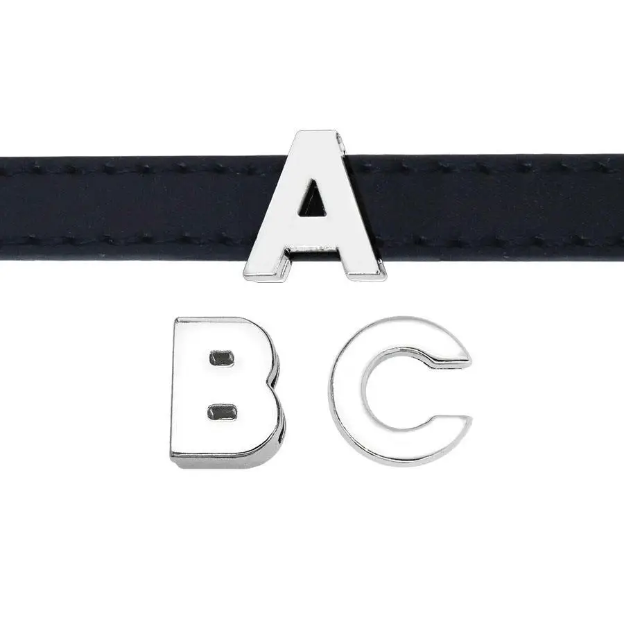 Слайд-буквы английского алфавита A - Z 8 мм хром большие гладкие слайдовые буквы слайдер талисманы подходят для DIY браслета и