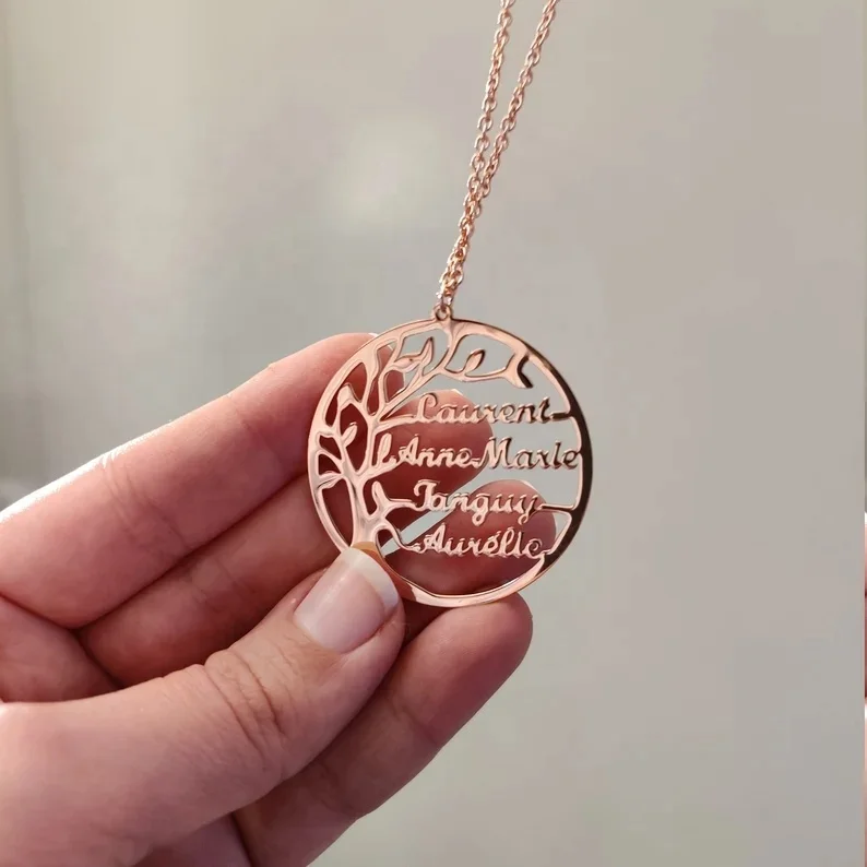 MECYLIFE Family Customized Necklace First Name Tree Of Life Letter Simple elegant Necklaces