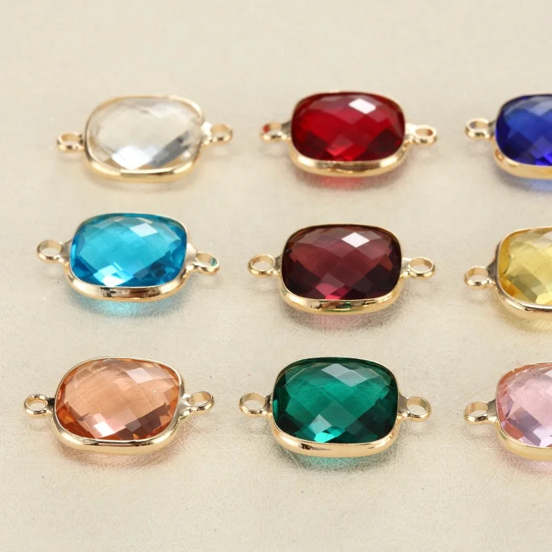 DIY 12mm Custom handmade square stone birthstone necklace bracelet jewelry wholesale charms for jewelry making women girls charm