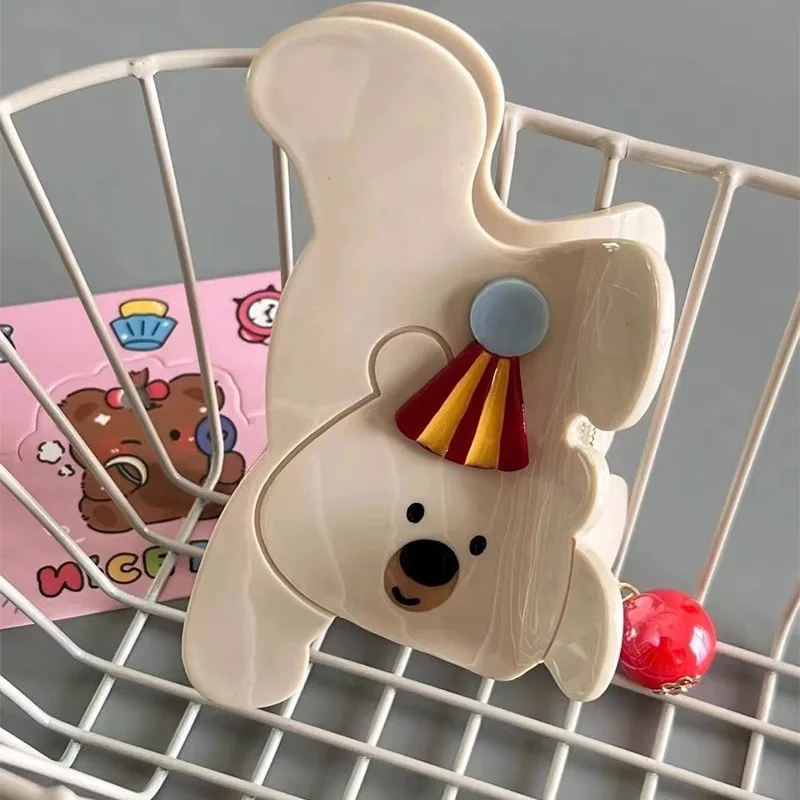 Personalized acetic ethylic acid bear kids big hair claw clip for gift