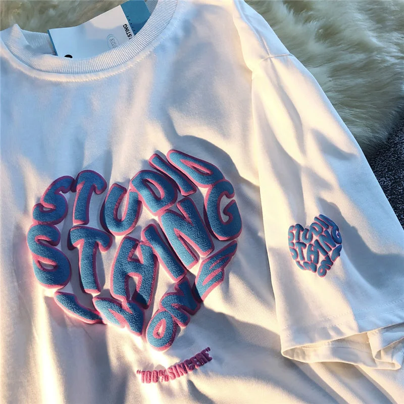 CUICHANG Factory Wholesale  Round Neck Hot Price Printing T shirts For Men Custom Logo 3d Puff Print Tshirts