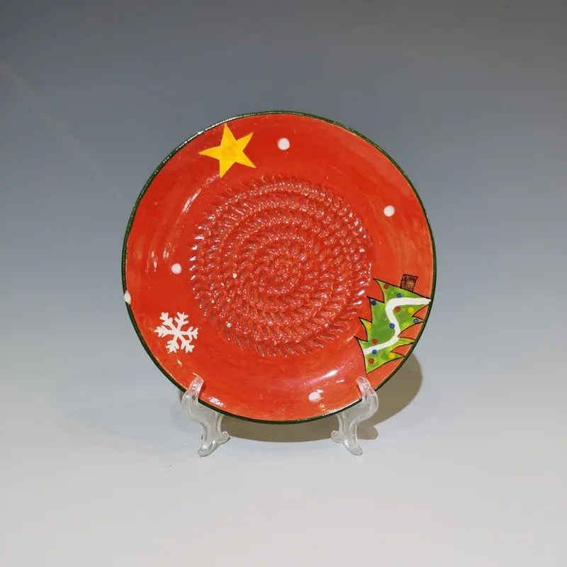 Hand Made Colored Glazed Ceramic Grating Garlic Plate Porcelain Grater Plates Set Ceramic Garlic Grinder Plates