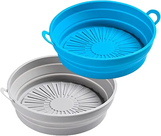 Многоразовая непригарная круглая силиконовая форма для выпечки фритюрницы Складная и сковороды жарки воздуха