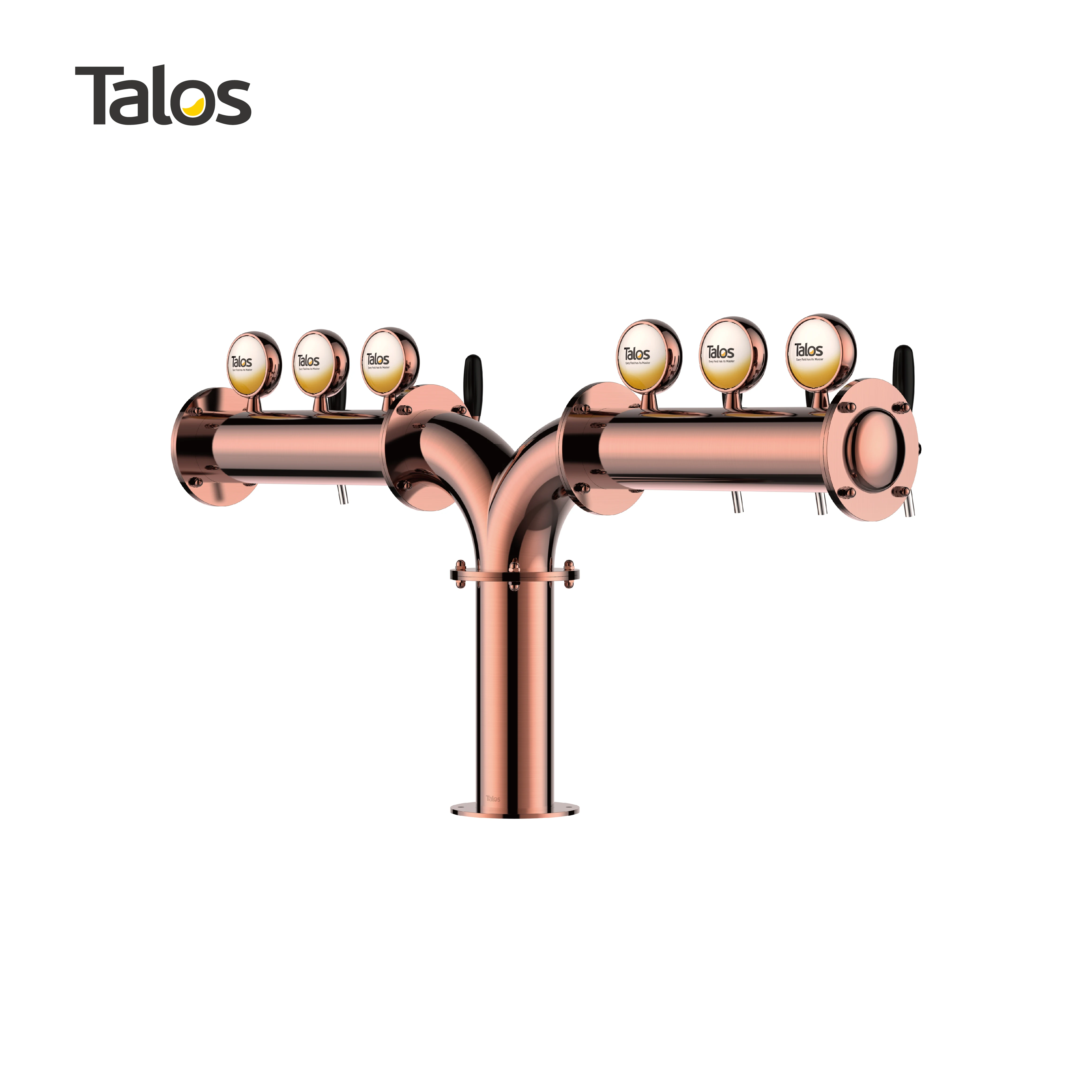 TALOS M Tower Stainless Steel 6 Tap Tower 102mm Beer Dispensing Equipment Draft Beer Tower (LED,Red Bronze)