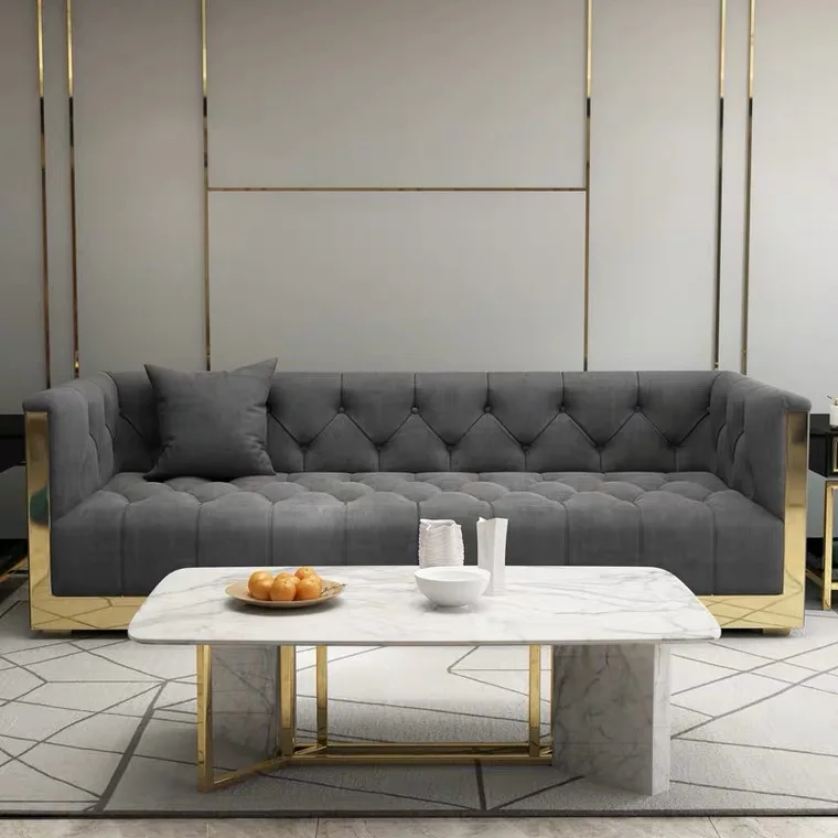 Wholesale price Lanlinco living room fabric couches modern luxury velvet chesterfield Living Room sofa