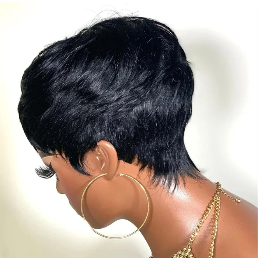 Perruque Cheveux Humain Machine Made Wigs With Bangs Human Hair Wigs Short Pixie Cut Wig Human Hair For Black Women