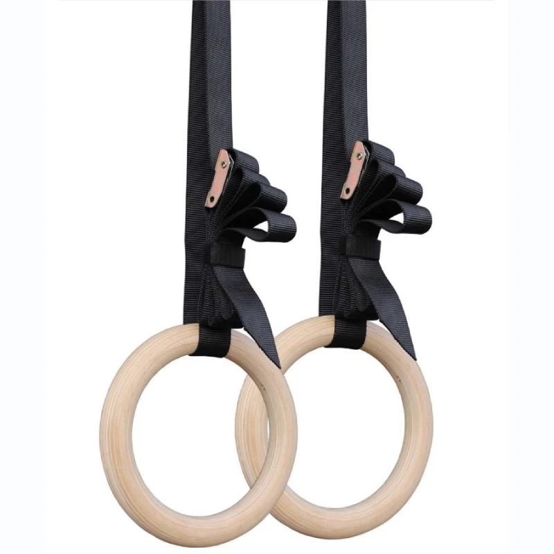 Gymnastics Rings Suspension Trainer Wooden Rings Gymnastics Suspension Trainer Straps Premium Gymnastic Ring Sling Trainers