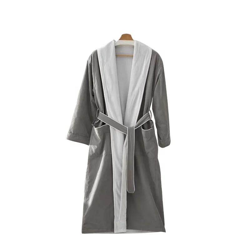 Hot Sale Hotel Bathrobe 100% Premium Cotton Bathrobes Girls  White lining Custom Logo Jacquard Woven Bathrobes