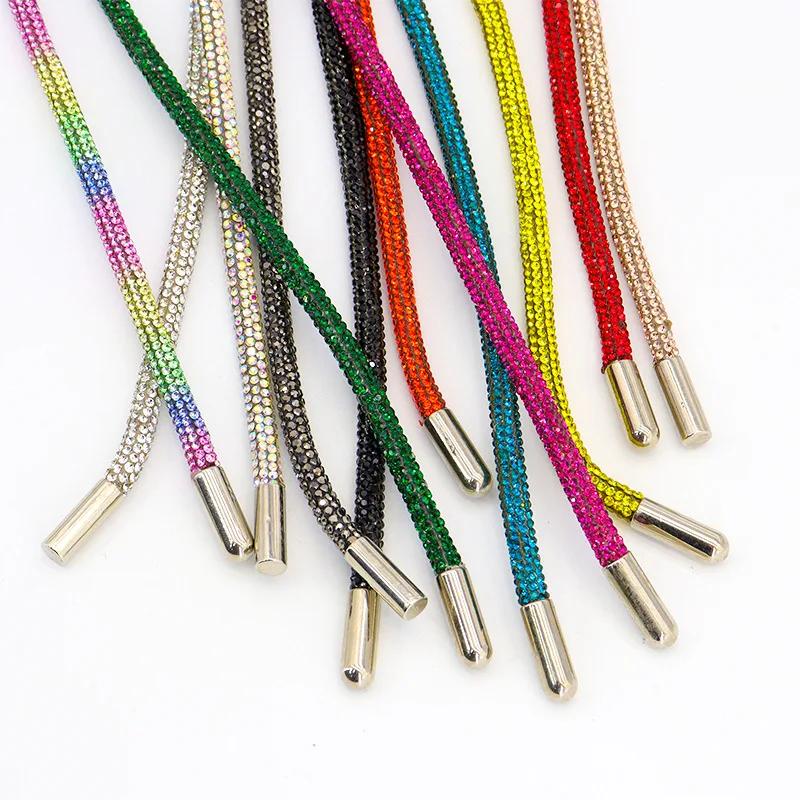 120cm/4mm Wholesale round Glass Rhinestone Crystal Rope for Bags Trade Assurance Shoes & Hoodie Strings